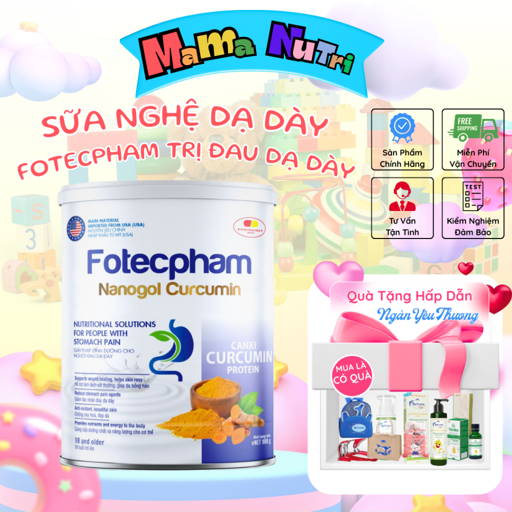 Sữa Bột Cho Người Lớn & Người Lớn Tuổi, Dinh Dưỡng Cho Người Đau Dạ Dày Fotecpham Nanogol Curcumin