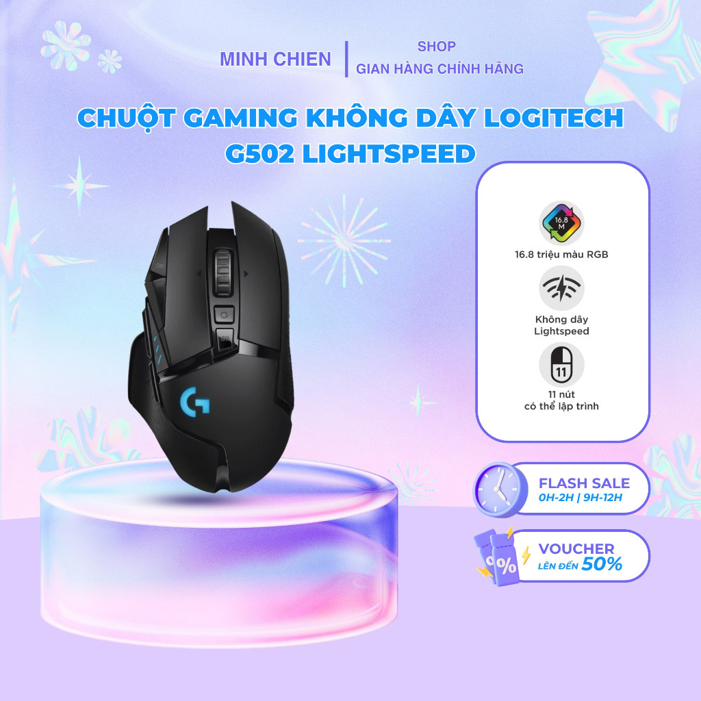 Chuột gaming không dây Logitech G502 LIGHTSPEED - RGB, 11 nút lập trình