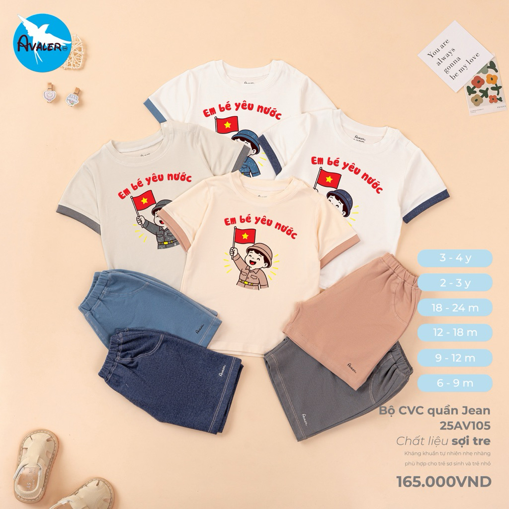 AVALER Bộ quần áo cộc tay trẻ em thương hiệu Avaler cho bé