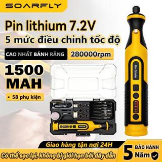 SOARFLYBộ 58 món 7.2V  Máy  mini mài cầm tay, mài đánh bóng mini, Máy mài khắc đa năng 3 tốc độ quay