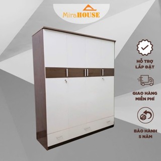 Tủ Đài Loan 4 cánh, MIRA HOUSE, tủ quần áo cao 1m85 dài 1m64 sâu bì 50cm, có lắp đặt tại nhà