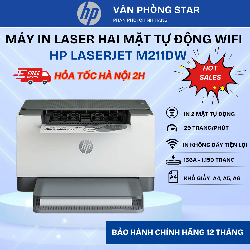 Máy in Laser đen trắng HP LaserJet M211D/M211DW in 2 mặt, WiFi, tốc độ cao, chính hãng HP