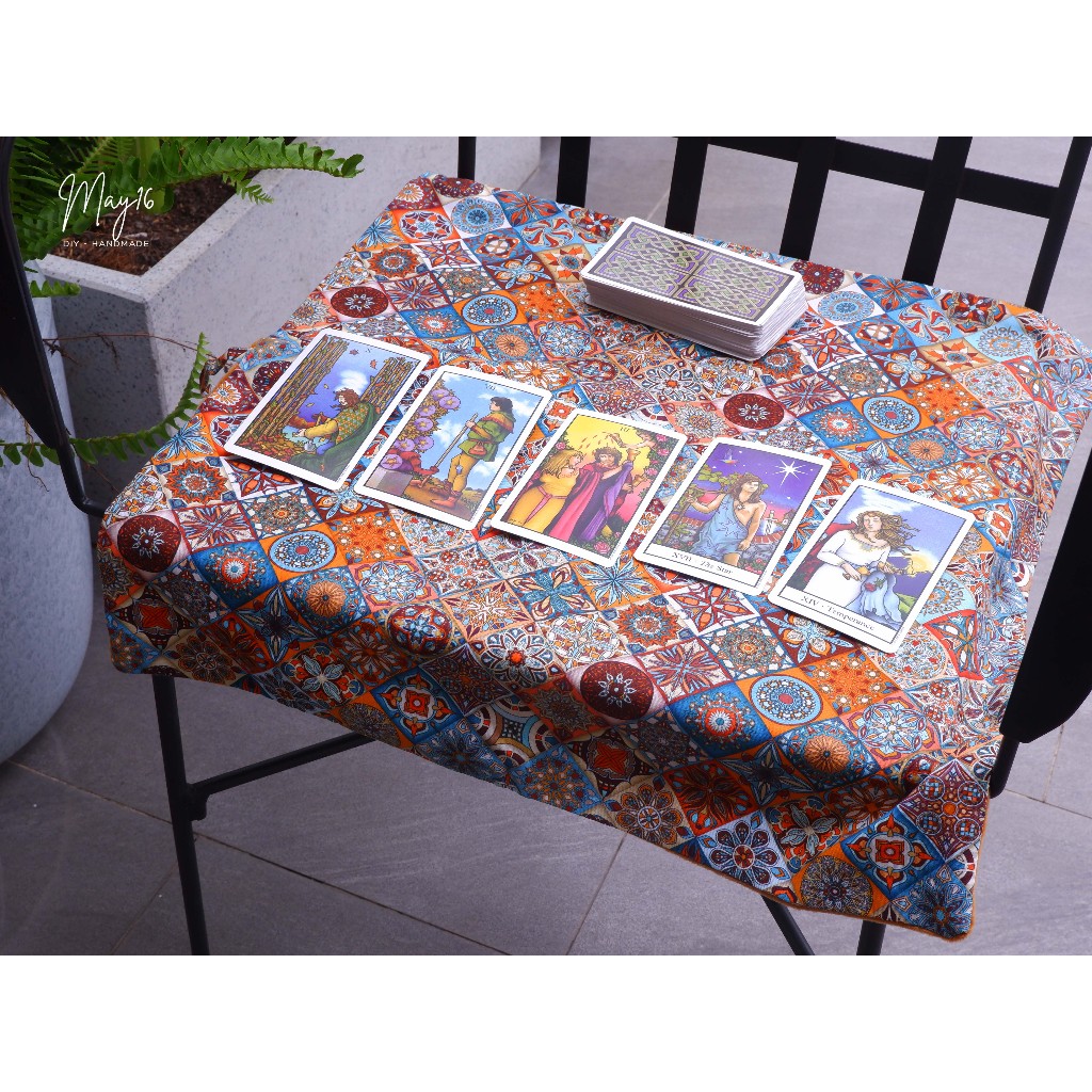 [Tarot]_KHĂN TRẢI BÀI Tarot bài Tây board game 50X50 họa tiết mandala