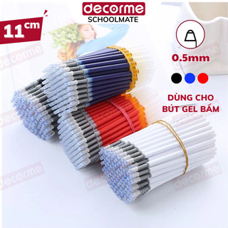  Ngòi bút bấm 11cm Decorme ruột bút 11cm vỏ trong mực gel 3 màu đen xanh đỏ mực đậm,nhanh khô thay cho các loại bút bấm 