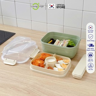  Hộp Đựng Salad LivingOn Hộp Cơm Chia Ngăn 2 Tầng Nhựa PP An Toàn Nắp Chống Tràn 