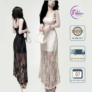  Đầm dài ren hoa cao cấp dáng body xuyên thấu Váy dự tiệc sang trọng tôn dáng đầm dự tiệc 