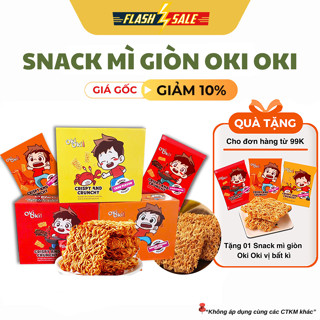  Snack mì giòn ăn vặt Oki Oki hương gạch cua gà nướng bò bít tết thùng 22 gói x 23g 