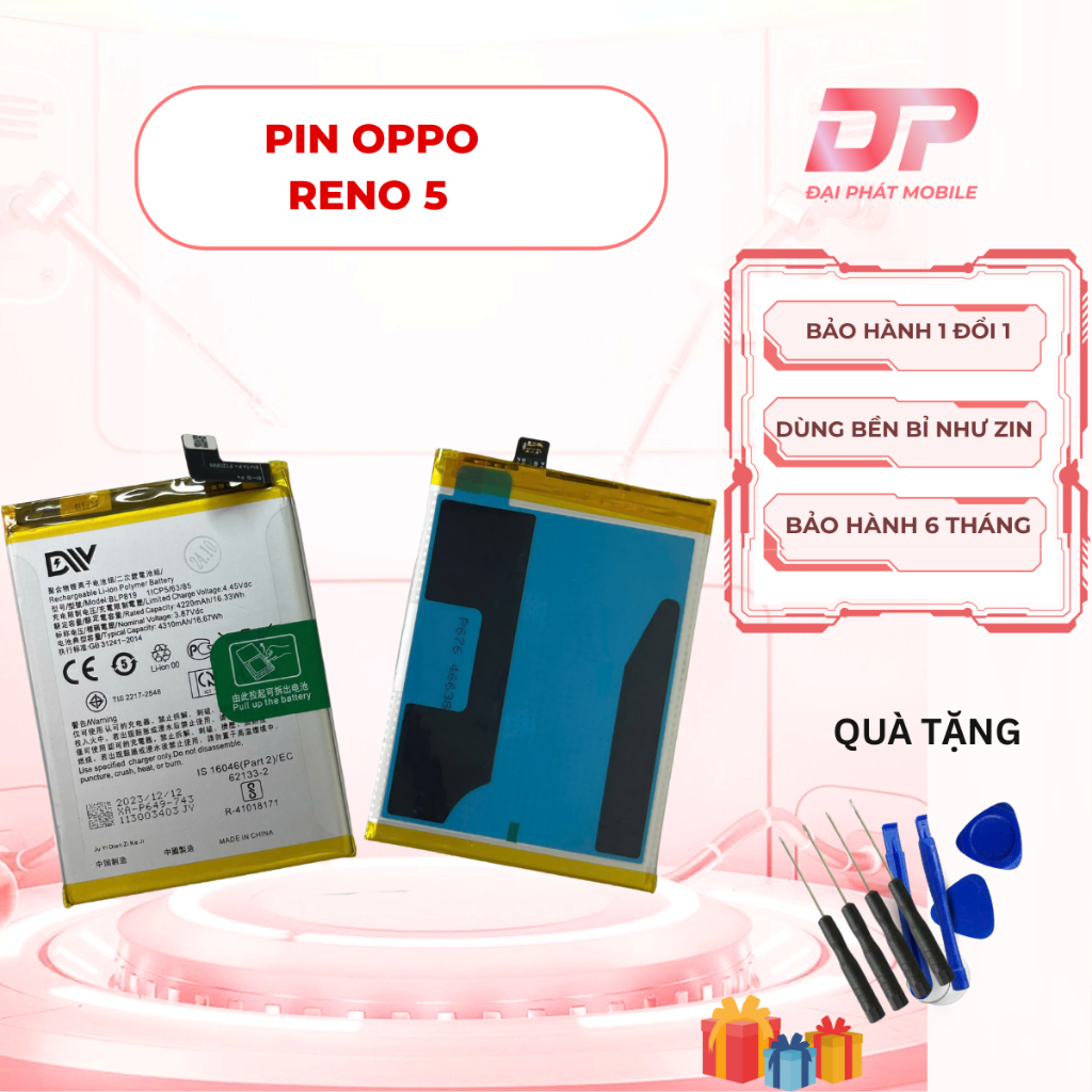 Pin BLP819 sử dụng chung Oppo reno 5, reno 5 lite,  reno 5z, reno 6 4g, reno 6z 5g...