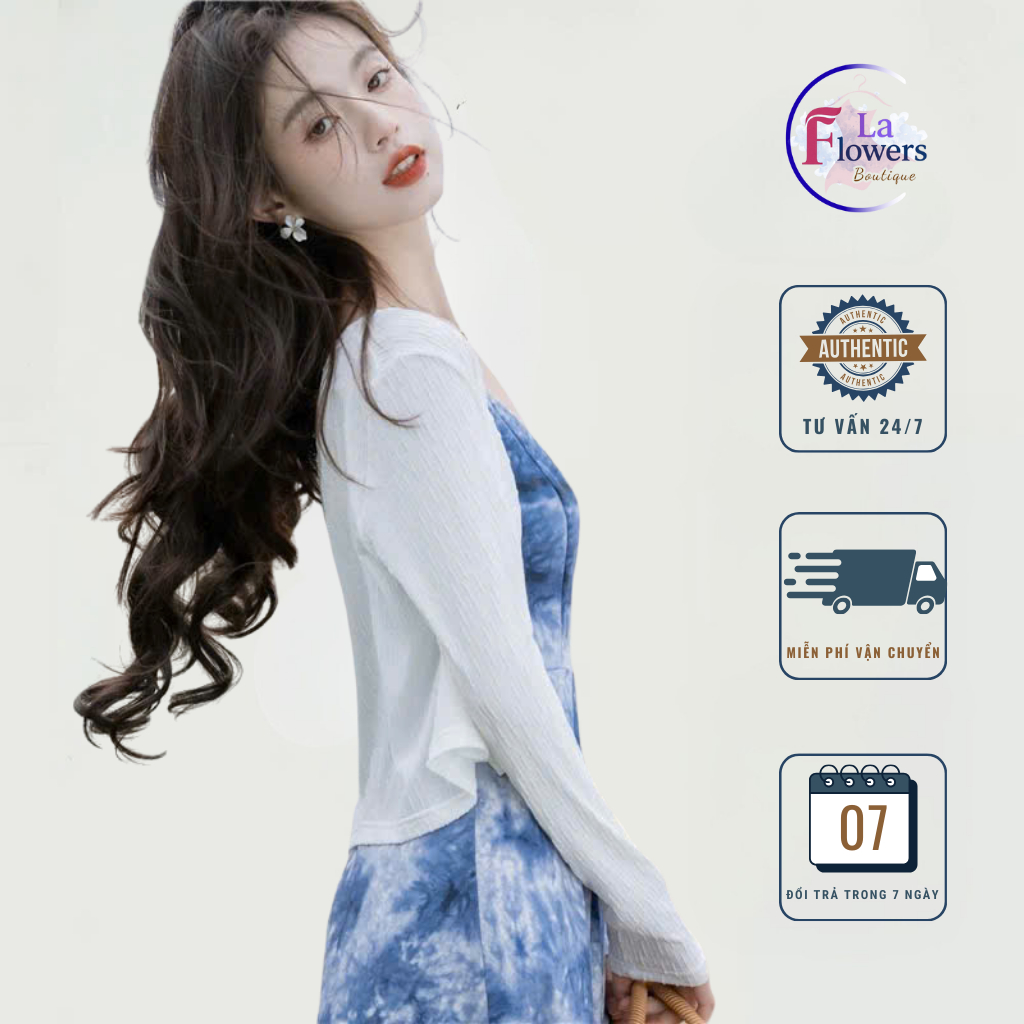 Váy hoa đậu biếc dáng dài 2 dây – Thiết kế phong cách Lưu Diệc Phi, chất lụa mềm mát, váy đi biển