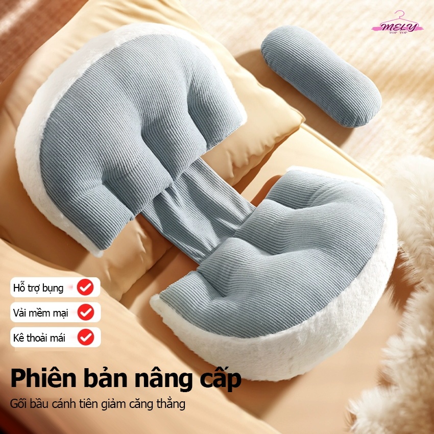 Gối bầu cánh tiên MELY TOP TOP gối bà bầu giảm đau lưng đỡ bụng cho bà bầu một giấc ngủ ngon hơn
