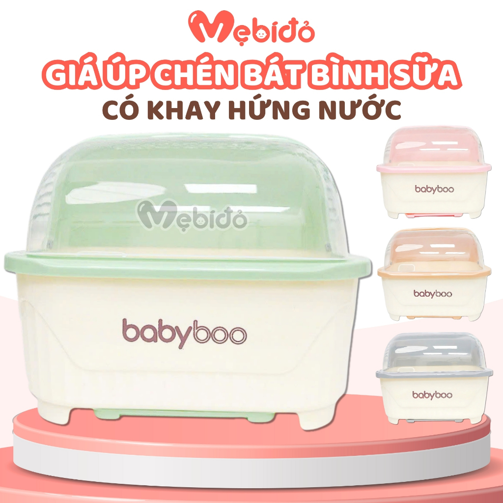 Giá Úp Bát Bình BaByBoo Kệ Rổ Úp Chén Bát Bình Có Khay Hứng Nước Cao Cấp An Toàn Shop Mẹ Bí Đỏ