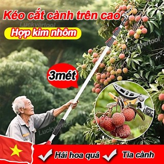 Kéo cắt cành trên cao,Cưa Cành,Kéo hái quả trên cao có đầu kẹp không bị rơi quả dài 3M,hợp kim nhôm-Hái hoa quả,Tỉa cành