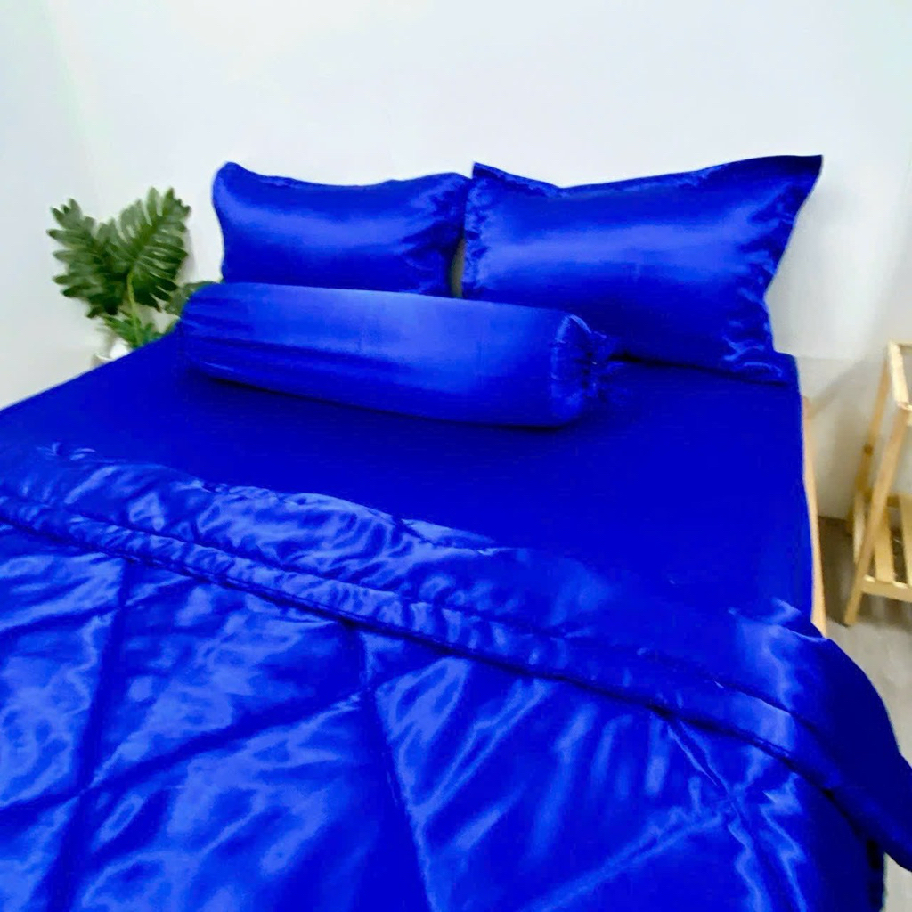 Bộ drap phi lụa size 1.4x2m có mền(5 món), nệm dày 10-15cm