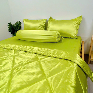Bộ drap phi lụa size 1.4x2m có mền(5 món), nệm dày 10-15cm