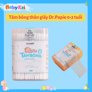 Tăm Bông Thân Giấy Dr.Papie Dành Cho Bé 0-2 Tuổi 100% Cotton Mềm Mại, An Toàn, Thân Thiện