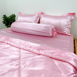 Bộ drap phi lụa size 1.4x2m có mền(5 món), nệm dày 10-15cm