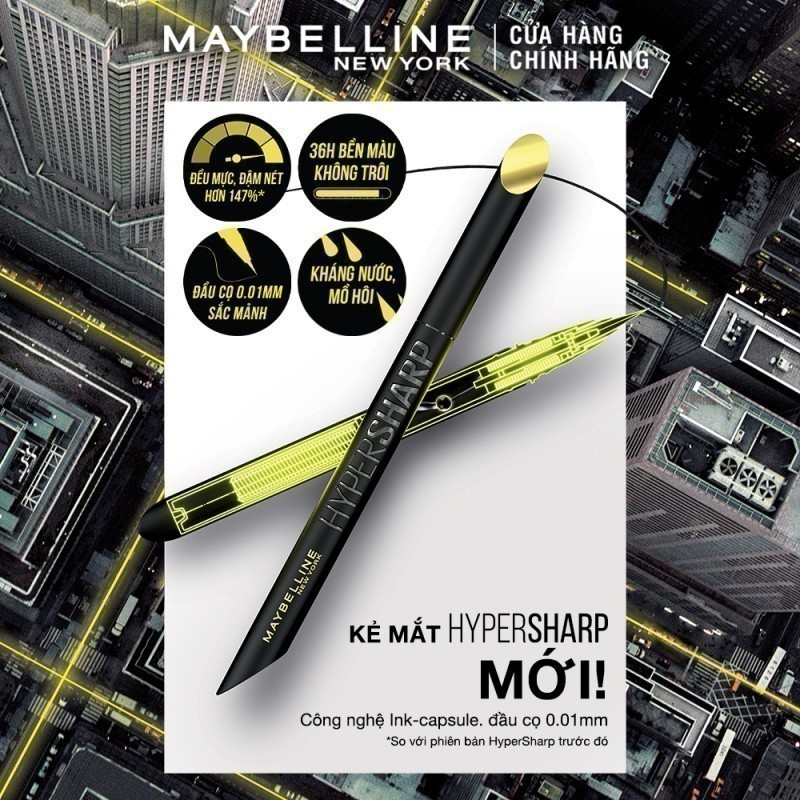 Bút Kẻ Mắt Nước Siêu Sắc Mảnh Maybelline New York Hyper Sharp Liner Extreme Không Lem Trôi 0.4g | BigBuy360 - bigbuy360.vn