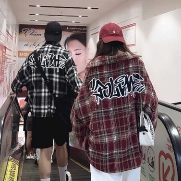 Áo sơ mi flanel khoác dạ kẻ caro form rộng boxy ngắn lửng bigsize cặp đôi tay dài chống nắng local b