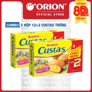  Combo 2 Hộp 12+2 Bánh Custas Vị Kem trứng 