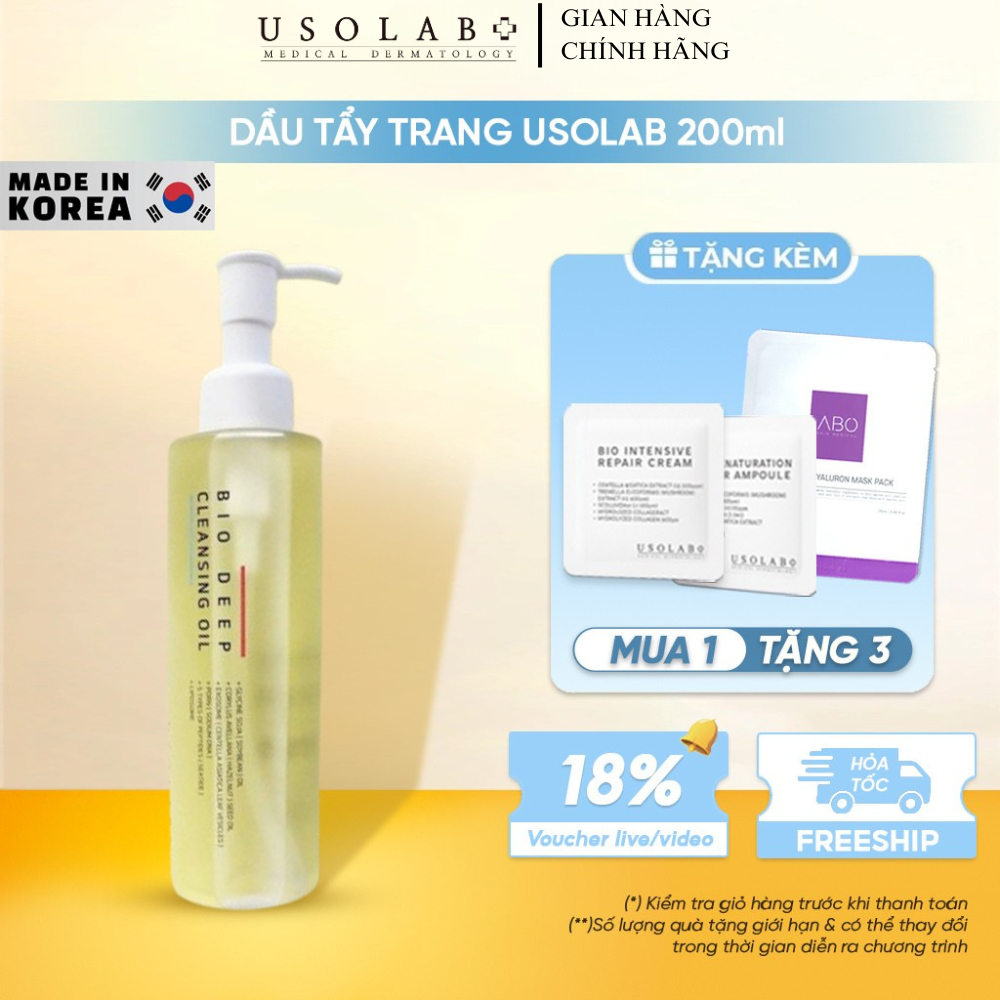 Dầu tẩy trang sạch sâu dưỡng ẩm tối ưu Usolab BIO DEEP CLEANSING OIL 200ml