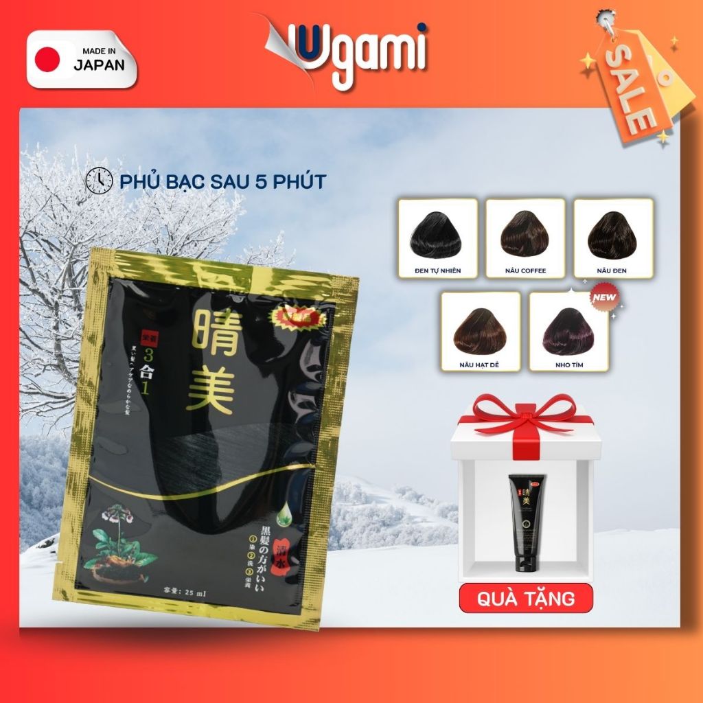 Dầu Gội Nhuộm Tóc Komi, Dầu Gội Phủ Bạc Nhật Bản Chính Hãng Gói Lẻ 25ml Tiện Lợi