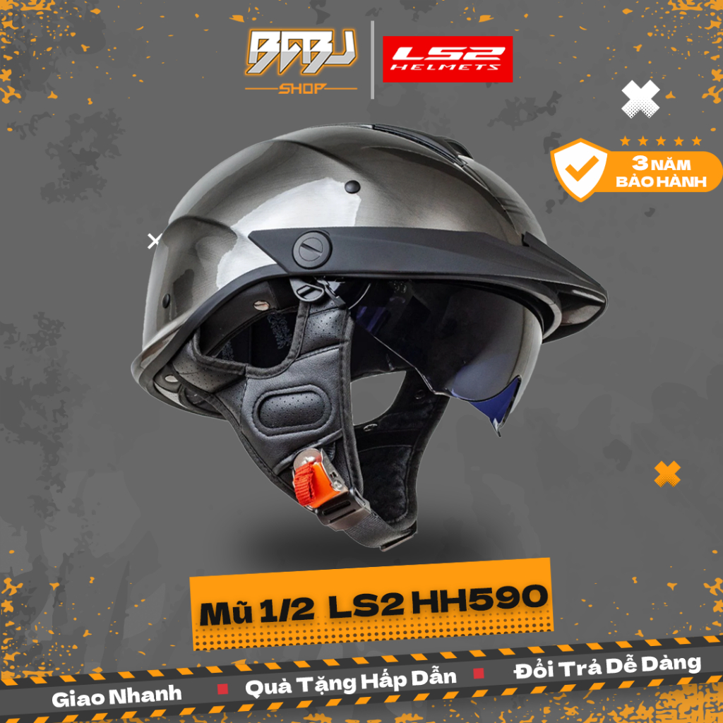 Mũ 1/2 LS2 OF590 Rebellion Nhiều Màu Có Kính Ẩn Kiểu Dáng Đẹp Chất Lượng Châu Âu Freesize