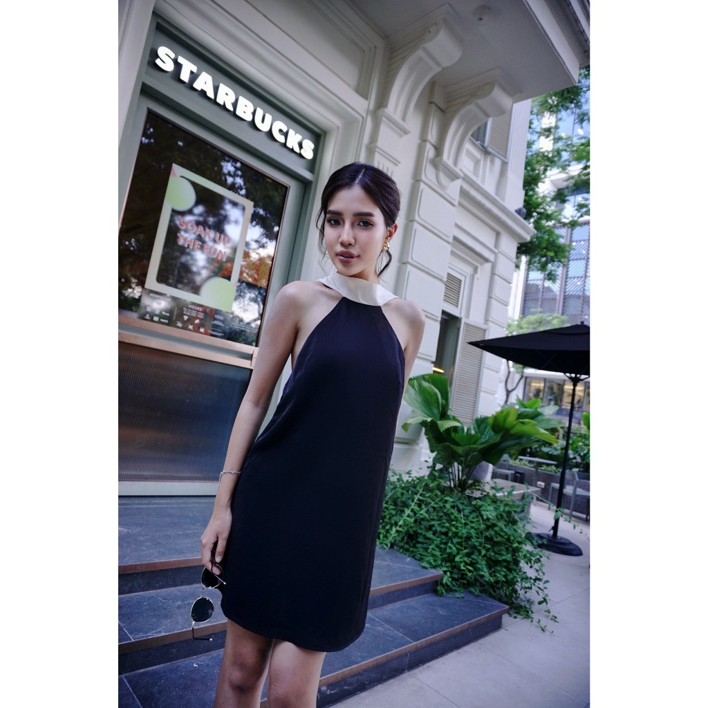 Đầm lụa cổ yếm Ruby Dress thiết kế cao cấp, dáng dài suông mềm mại, phong cách gợi cảm & sang trọng | TRACY LOCAL