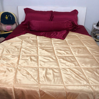 Bộ ga gối phi lụa không mền size 1.6x2m, nệm dày 10-15cm ( phối màu) inbox