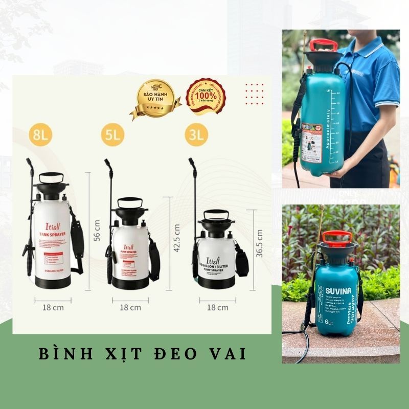 Bình Xịt ITisll, Suvina 3 Lit, 4 Lit, 5 Lit, 6 Lit, 8 Lit, 9 Lit Dây Đeo Tiện Lợi, Bền Đẹp Đa Dụng