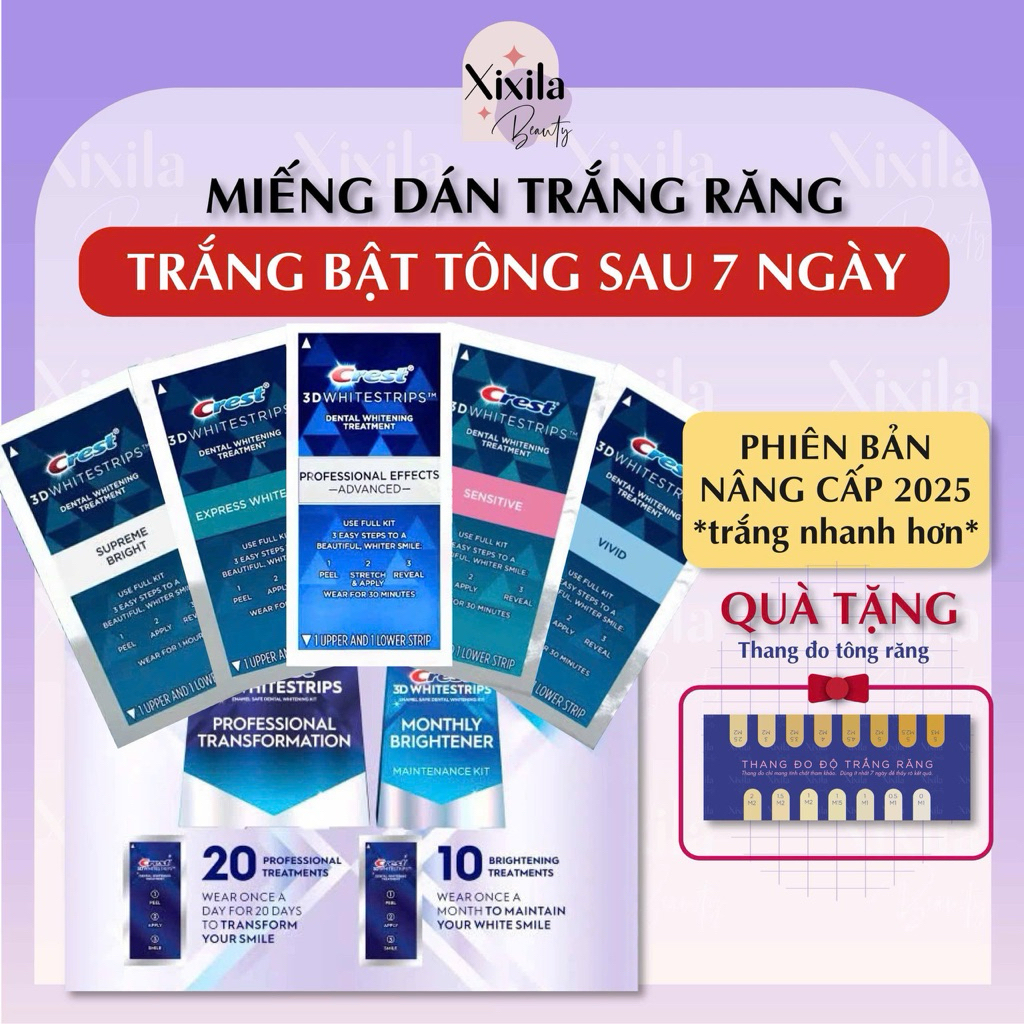 COMBO 7 GÓI Miếng dán trắng răng Crest 3D White