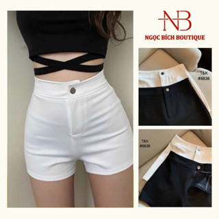  NGỌC BÍCH - Quần Sooc Umi Cạp Cao Cao Cấp 2 Màu Đen Trắng Hàng QCL1 - Mã Quần 8838 - 