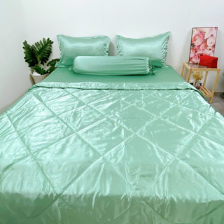 Bộ chăn ga gối phi lụa (ga 2x2m , mền 2.2x2m, niệm dày 10-15cm), đủ mền