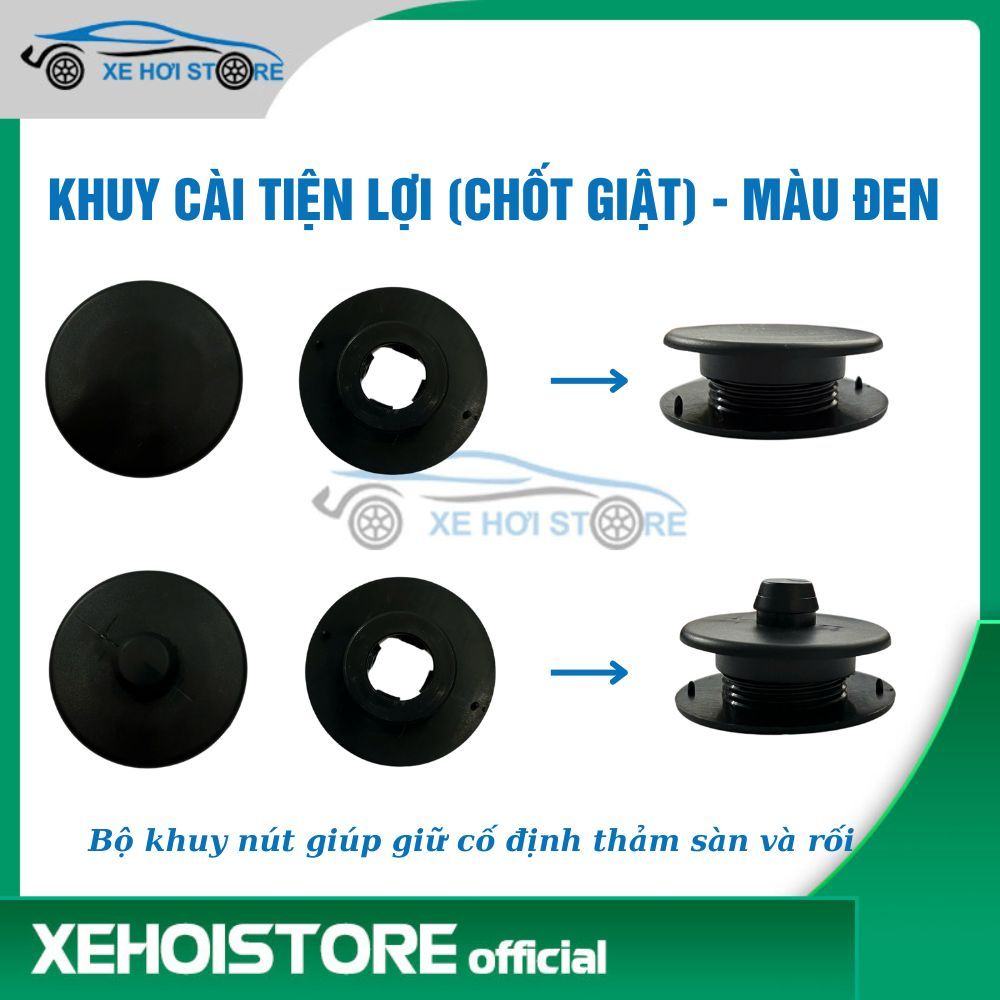 Bộ khuy nút giật 4 miếng cố định tấm rối trên sàn 5D cho xe hơi 5,7 chỗ giữ rối không bị xô lệch