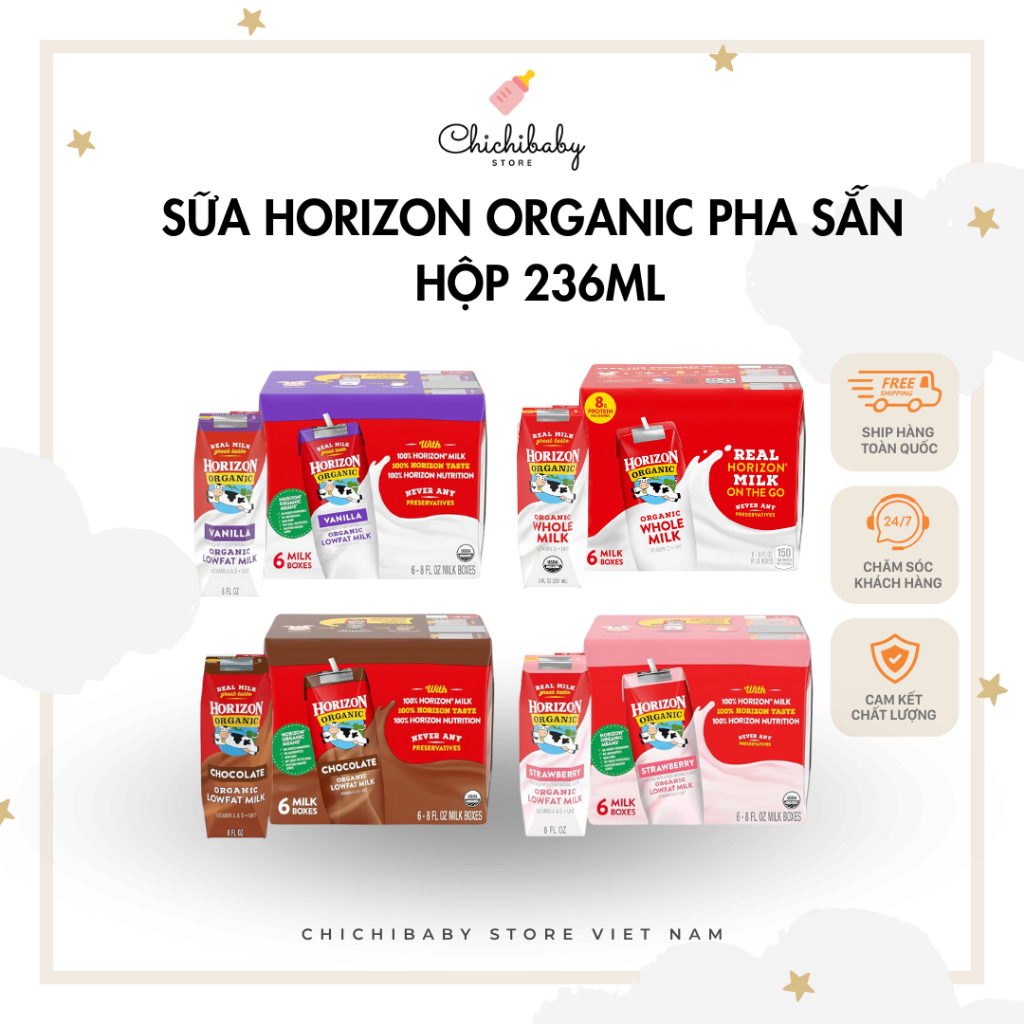 Sữa Horizon Organic pha sẵn hộp 236ml (vị nguyên kem)