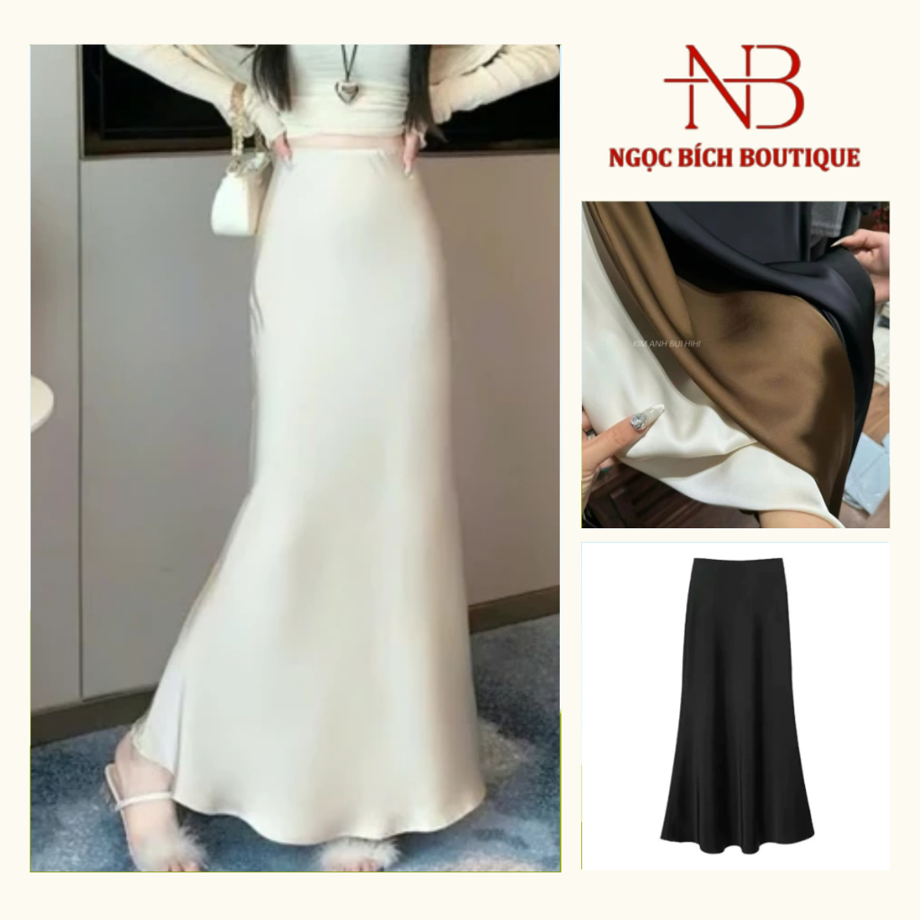 Chân Váy Đuôi Cá Mền Mại Cạp Chun Hàn Quốc Dài 96CM Loại Cao Cấp Ngọc Bích Boutique