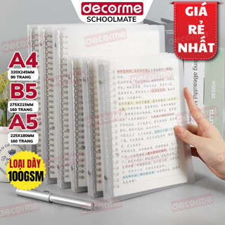 Sổ Còng Sắt Binder A4 B5 A5 Decorme Bìa Nhựa Cứng Tùy Chọn Kích Cỡ Dễ Thêm Giấy Chống Trầy Xước