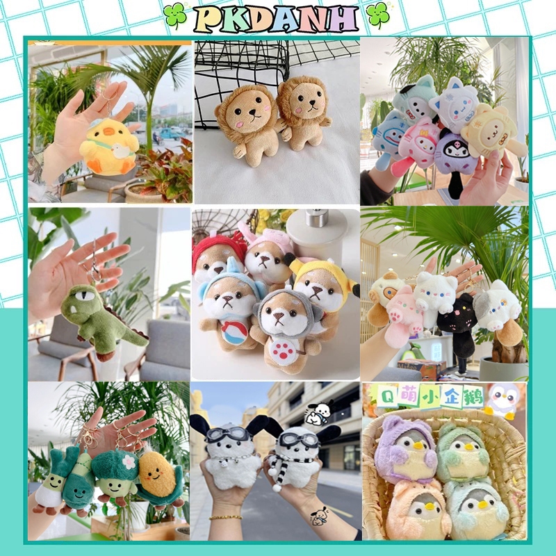 Móc khóa thú nhồi bông, móc chìa khoá keychain khủng long gấu bông treo cặp túi xách balo