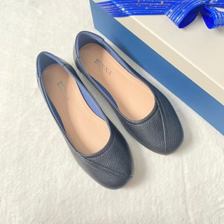  Giày Mũi Vuông Cho Nữ BINNA-16Giày Da Thật  đẹp Đế Bệt  bảo hành keo đế 2 