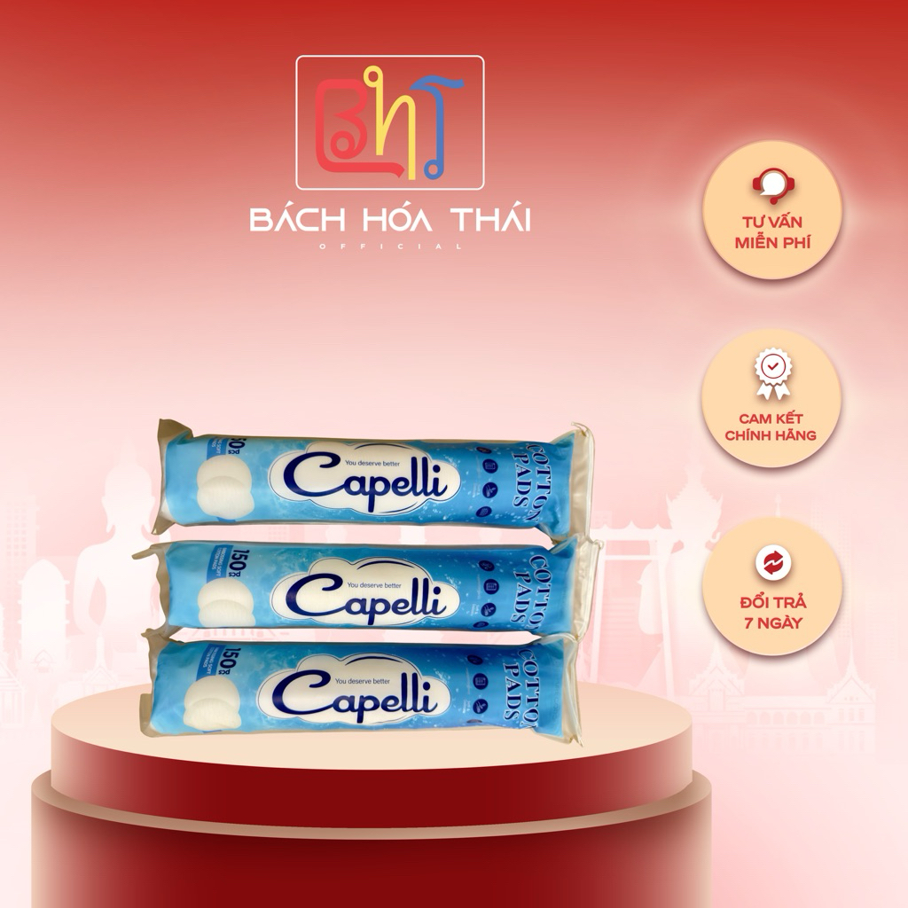 Bông tẩy trang Nhật Bản Capelli 150 miếng