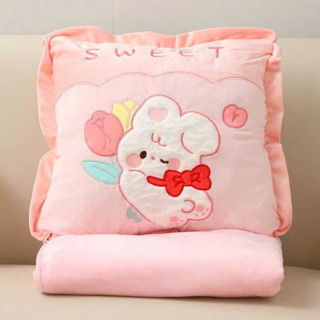 Bộ chăn gối Vuông Hình thú ANVIHOME có phân loại kèm chăn lớn 2m - Gấu Bông thỏ, cáo, vịt, gấu, cừu