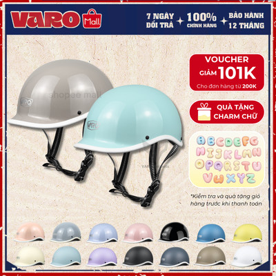 [TẶNG CHARM CHỮ] Mũ Bảo Hiểm Cá Heo 1/2 Đầu Kiểu Nhật VARO Helmets Chính Hãng Vintage Thời Trang Freesize 54-59cm