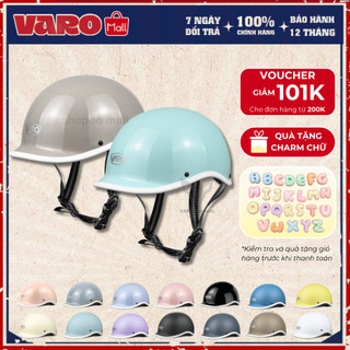   TẶNG CHARM CHỮ  Mũ Bảo Hiểm Cá Heo 1 2 Đầu Kiểu Nhật VARO Helmets Chính Hãng Vintage Thời Trang Freesize 54-59cm 