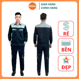 (CHÍNH HÃNG) Bộ Quần Áo Bảo Hộ Lao Động Kala Mã K16 Xanh Phối Ghi Vải Kaki 3.1 Cho Công Nhân Kỹ Sư
