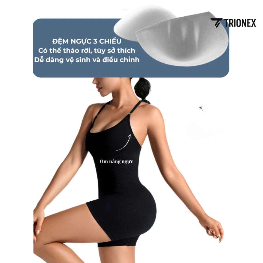 [K113-Loại đẹp] Jumpsuit Nữ Sang Chảnh TRIONEX Sẵn Mút, Set Thể Thao Nữ Liền Thân Tập Gym Yoga | BigBuy360 - bigbuy360.vn