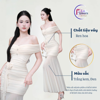  Váy dạ hội trễ vai dáng dài quyến rũ – Đầm dự tiệc đầm cưới đầm maxi cao cấp  Trắng Đỏ Đen  