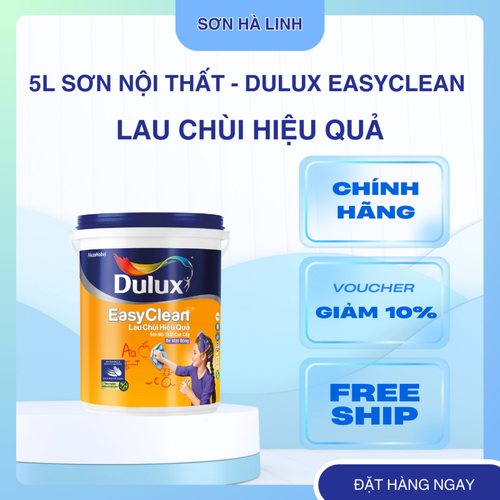 Sơn tường trong nhà Dulux Easyclean lau chùi hiệu quả lon 5 lít (Sơn nội thất)