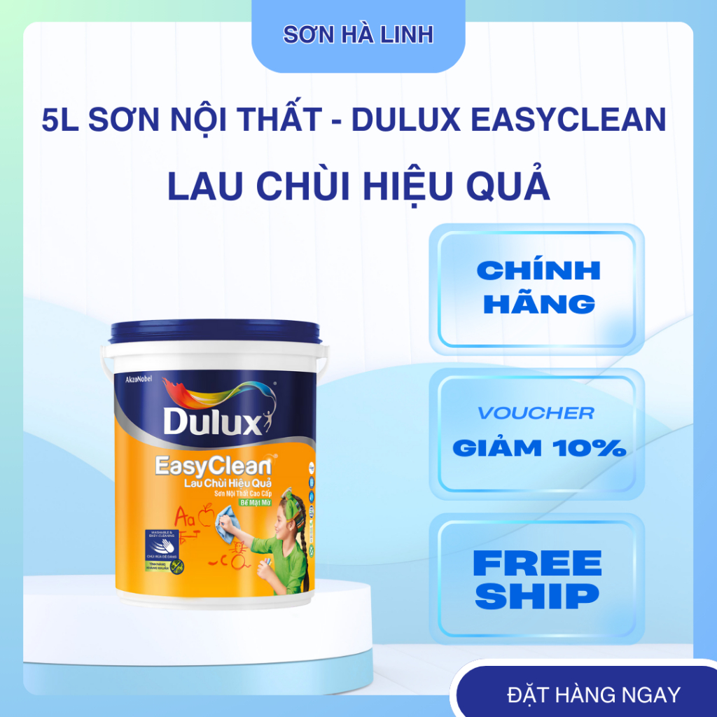 Sơn nước trong nhà DULUX Easyclean lau chùi hiệu quả (5 LÍT)