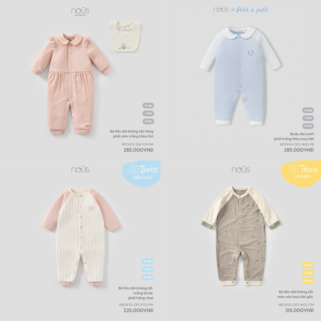 [Nous]Body cho bé (0-3m đến 6-9m)