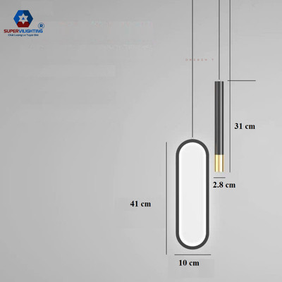 Đèn thả trần trang trí trần nhà SuperVilighting ONGELIP decor phòng khách màu đen bảo hành 24 tháng