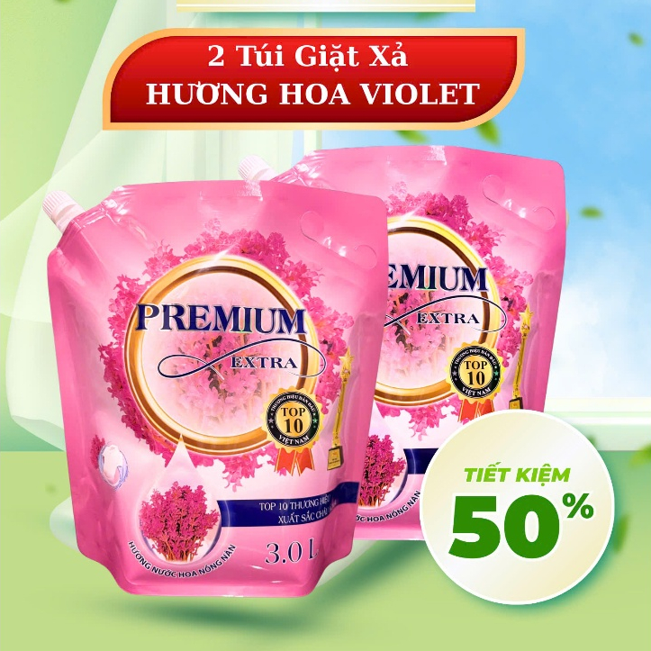 [COMBO 2 TÚI] NƯỚC GIẶT XẢ ENZYM SINH HỌC PREMIUM EXTRA 3L – SẠCH KHUẨN, MỀM VẢI